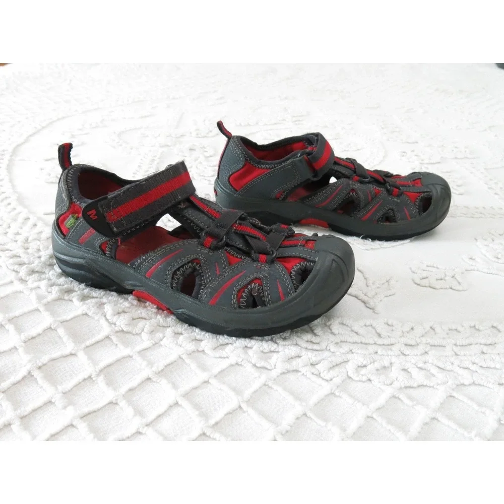 Merrell Hydro Hiker Waterproof Sports Sandals Sz 1 Gray/Red Youth Kids Water